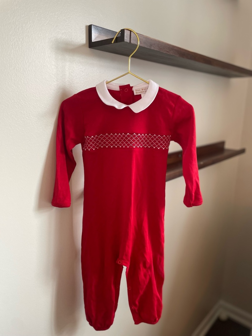 TBBC Red Smocked Rigsby Romper